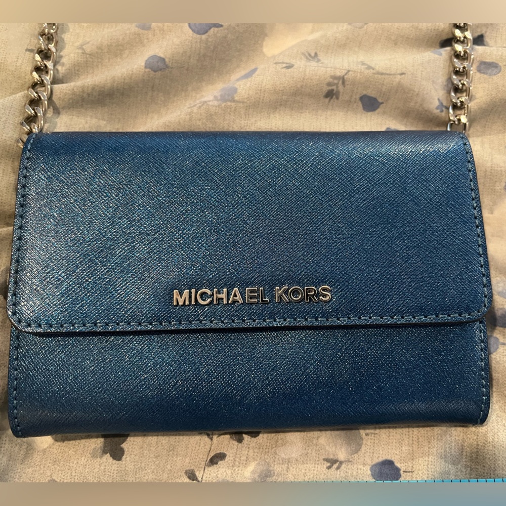 Michael Kors sparkly blue crossbody purse